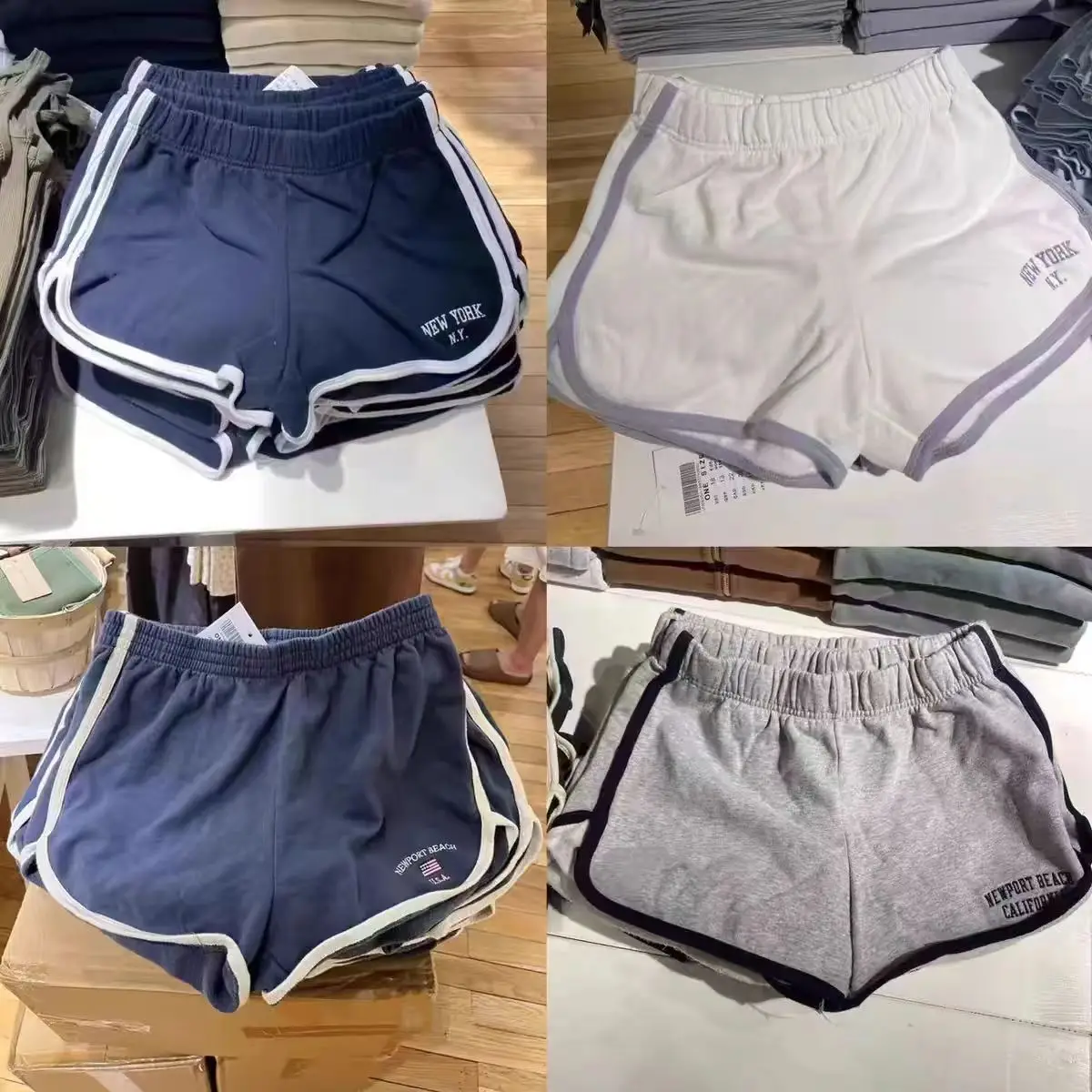 

American Style Brandy BM Embroidered Letter High Waist Straight Leg Casual Sports Pants Button Hot Shorts Trendy Cotton 100%