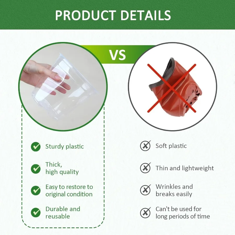 24 عبوة من أوعية الحضانة 5 4 3.5 بوصة أوعية الحضانة الشفافة مع فتحة تصريف وعاء زهور الحديقة المتين حزمة متنوعة من البلاستيك ible Cle #5