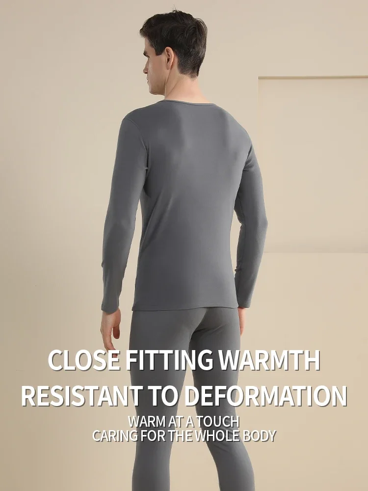 Men's autumn and winter thermal underwear, warm and breathable, regular style, round neck for comfort