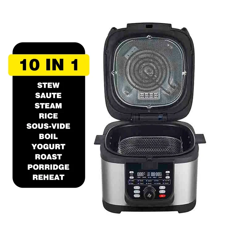 Newest Roast Bake Dehydrate Stainless steel 10-in-1 rice cook & Stews 、grill 、steam 、sous-vide Multifunctional air fryer