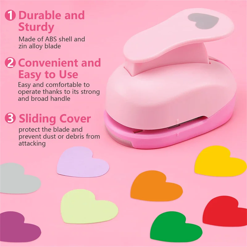 Heart Punch DIY Embossing Punches Scrapbooking Machine Paper Cutting Hole Punch Rounder Cutter 8/15/25/38/50mm Random Color