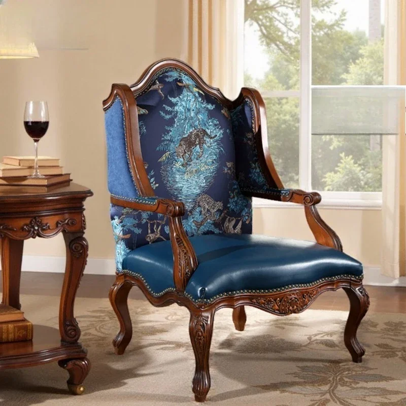 Single  chair retro living room sofa leather single  high-end designer leisure home negotiation chair