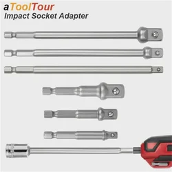 6 Stks/set 1/2 ''3/8'' 1/4'' Hexagonale Handgreep Schacht Adapter Mof Aansluiting Omzetting Stang Vierkante Kop Socket Verlengstang