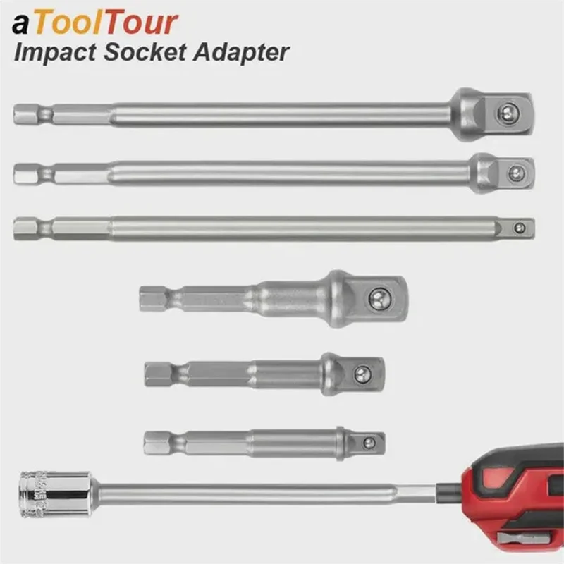 6 sztuk/zestaw 1/2 ''3/8'' 1/4 ''sześciokątny uchwyt Adapter trzpienia adaptacyjny pręt konwersyjny gniazdo głowicy przedłużenie