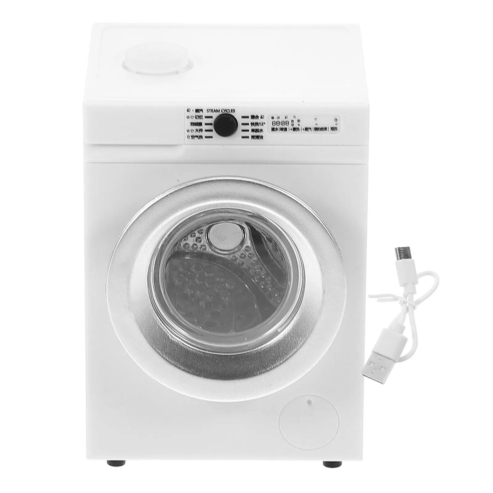 1:12 Scale Mini Washing Machine Rechargeable Rotatable Door Portable Miniature Washer Decor Mini Washing Machine Model