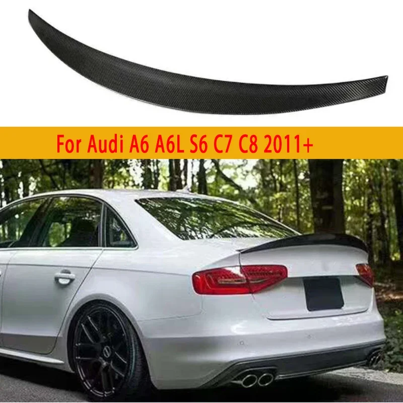 For Audi A6 A6L S6 C7 C8 2011  Carbon Fiber Tail fins Rear Trunk Spoiler Guide Wing Rear Wing Diverter Car Accessories Body Kit