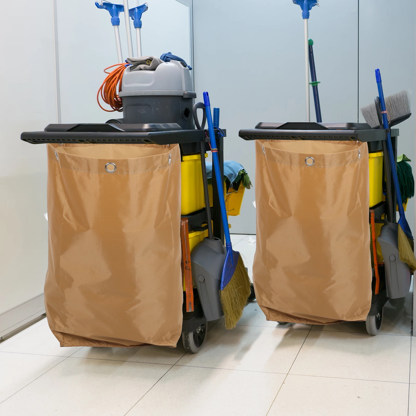 

High Capacity Janitorial Cart Bag Canvas Cleaning Bag Replacement Large Cleaning Supply Organizer for Professional Housekeepers