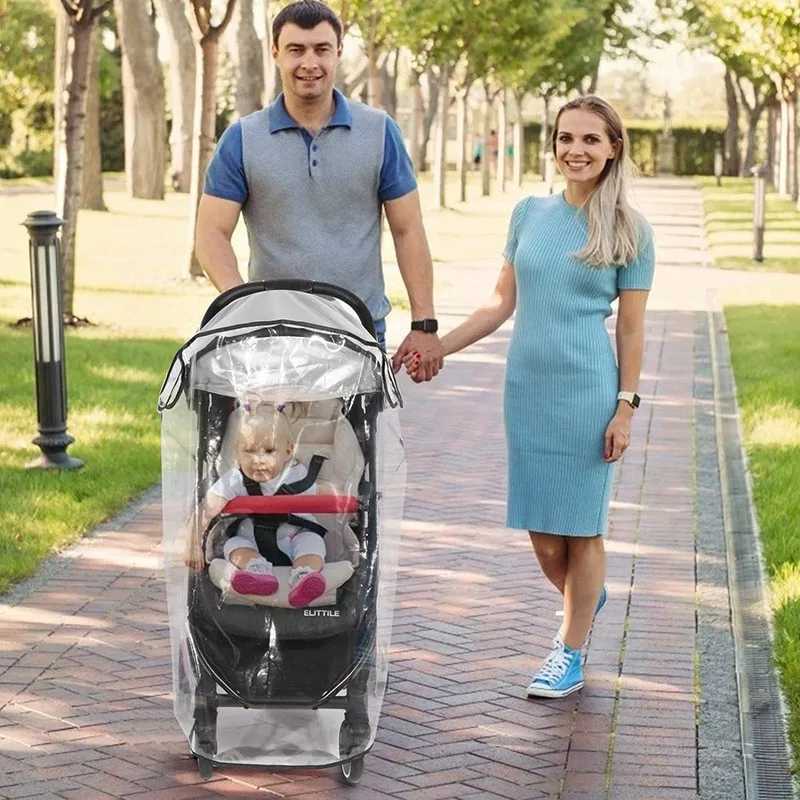Universeller Regenschutz für Baby-Kinderwagen, atmungsaktiv, wetterfest, winddicht, Sonnenschutz, wasserdicht, transparent, Regenmantel für Kinderwagen, Kinderwagen-Zubehör – Detail 3