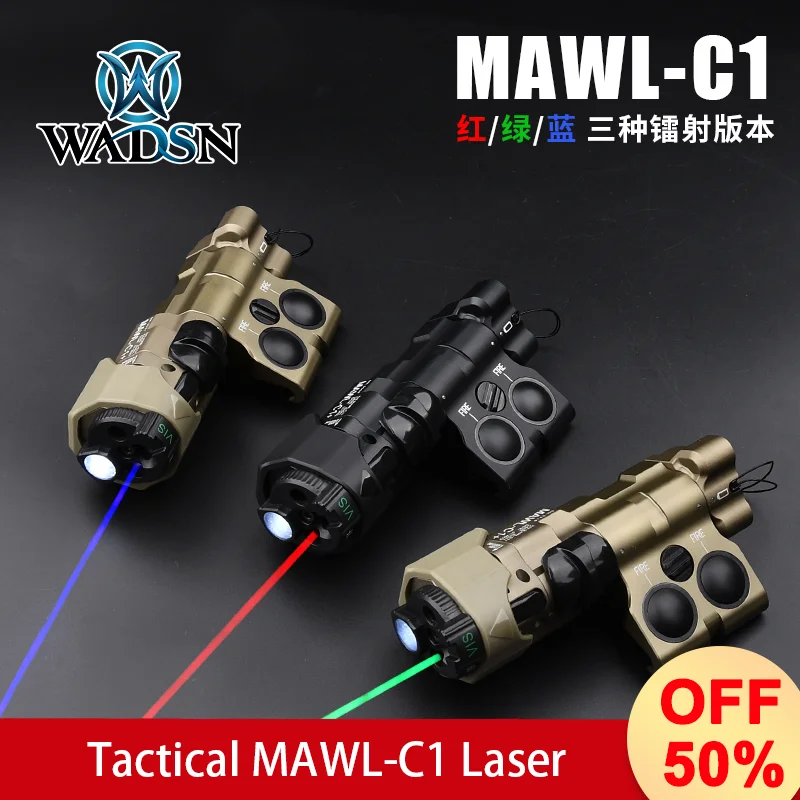 WADSN C1 + Metal Version, Red, Green, Blue Laser, IR llumination Flashlight, Modular Weapon, Laser Aiming Device, VIS Picatinny