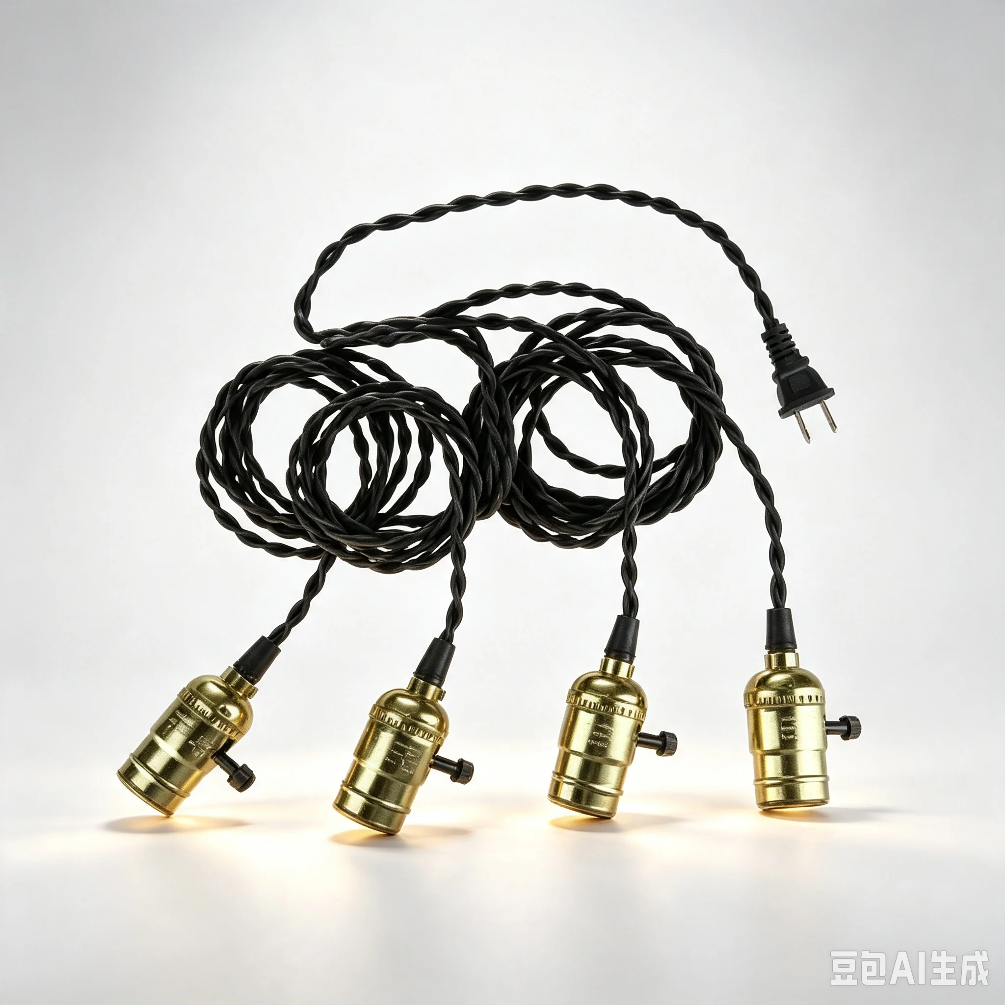 4 Bulb Pendant Light Holder With Connector Adjustable Cord Lengths For DIY Industrial Retro Style-Edison Bulb Chandelier Base