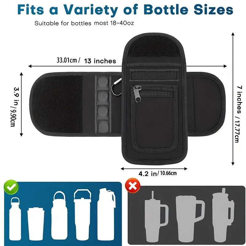 Fitness Bag Magnetic Water Bottle Holder | Adjustable with Phone Pocket | Suitable for 30/40 Ounce Sports Water Bottles
