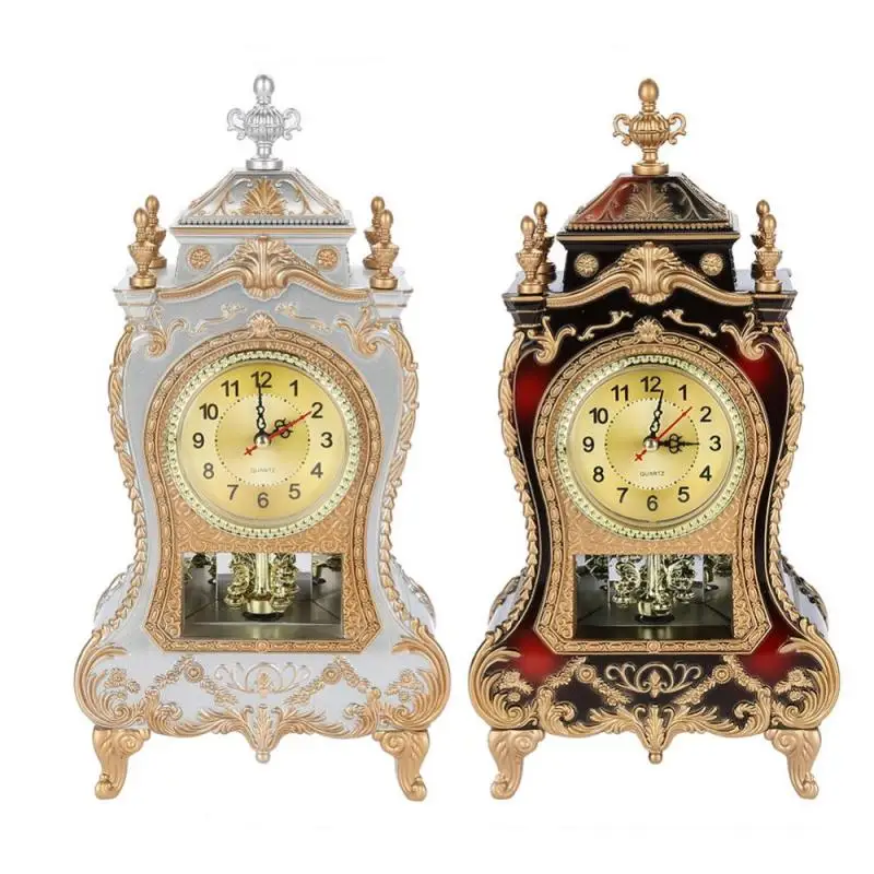 European Desk Antique Vintage Alarm Clock 12 Music Time Living Room Decoration Desk Clock  Sweep Stopwatch Home Clock