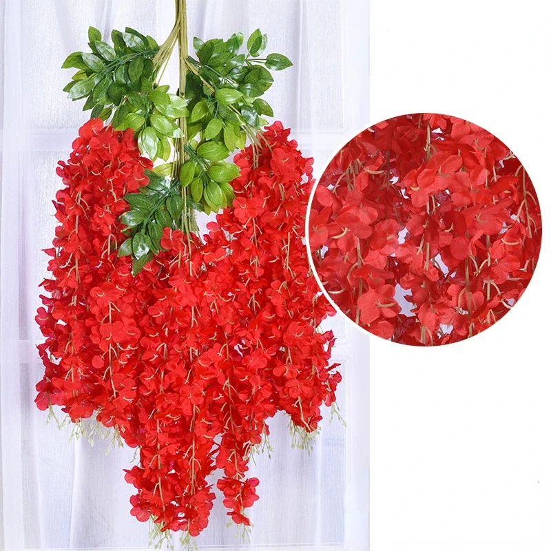 12 Stück Glyzinien-Kunstblumen zum Aufhängen, Girlande, Ranke, Rattan, gefälschte Blumenschnur, Seidenblumen für Zuhause, Garten, Hochzeitsdekoration – Detail 16