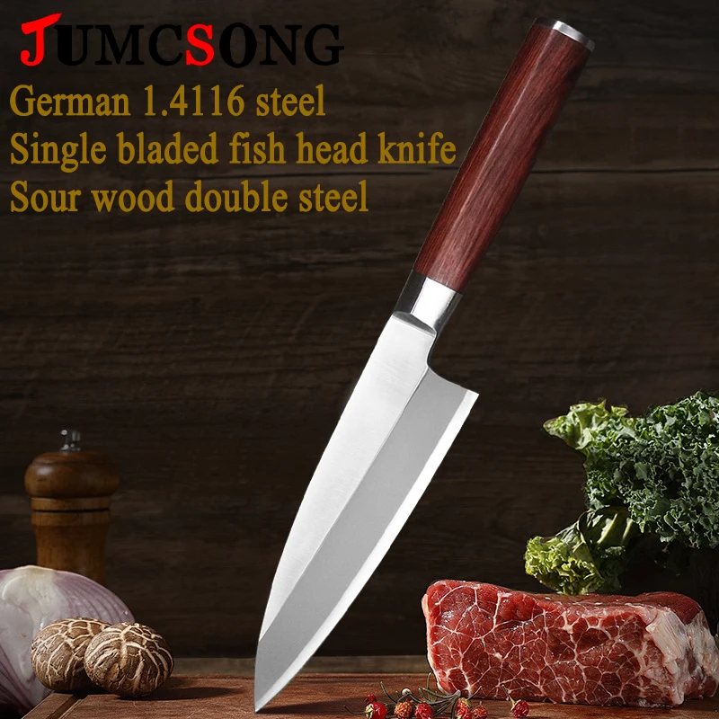 

JUMCSONG Thickened Single Blade Fish Head Knife Hotel Chef's Fish Slayer Knife Germany 1.4116 Steel Salmon Saseboard Knife