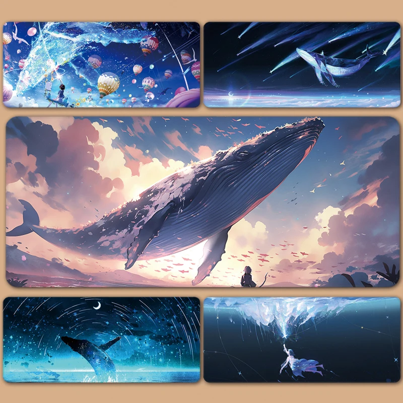 

Whale Night Sky Fantasy Dreamland Black XXL Large Mousepad Keyboard Pad Mouse Pad Deskpad Desktop Mat