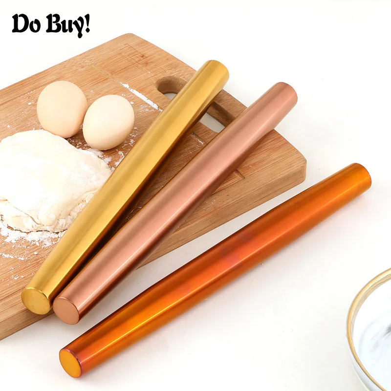 1 Pcs Rolling Pin Stainless Steel Baking Cake Roller Dough Rolling Pin Bakeware Dumpling Skin Rolling Pin Cake Decoration