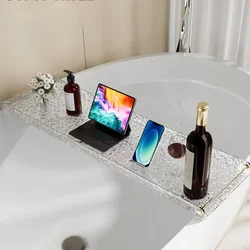 All-in-One Acrylic Toilet Bath Shelves: European-Style Bathtub Storage Rack with Mobile Phone Holder for Enhanced Convenience.
