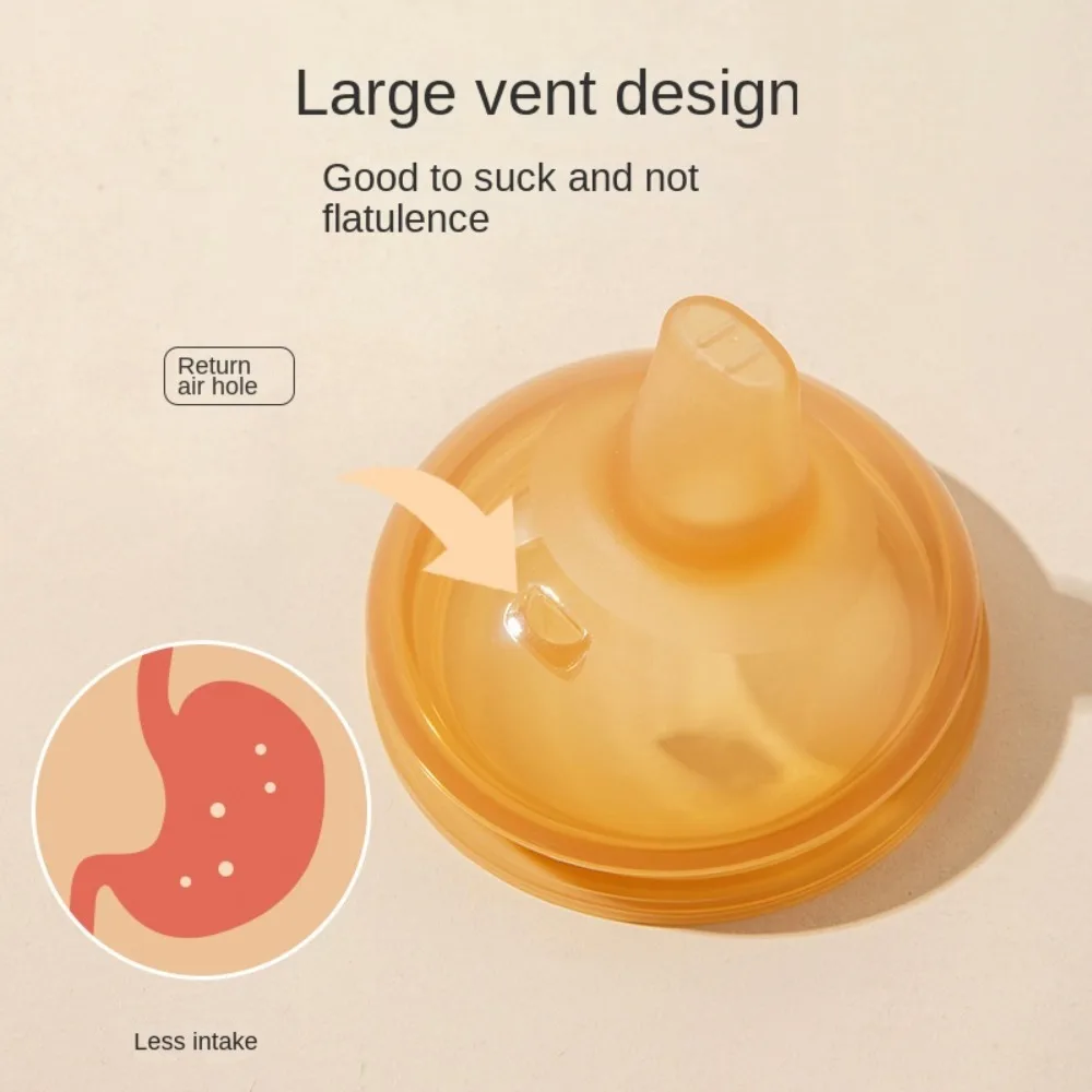 Silicone Silicone Soft Nipple Yellow Safety Liquid Anti-bite Inverted Nipple Flexible Natural Silicone Pacifier Nipple Baby