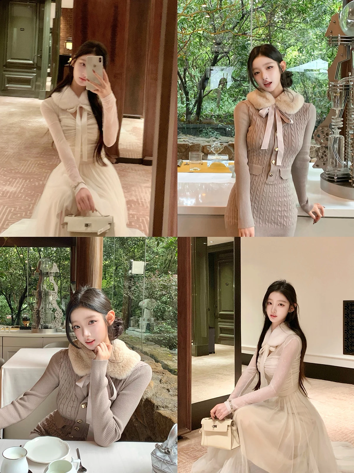 

Warmth Fene Two-Tone Mink Fur Collar Hooded Jaet Autumn Winter Aosphere Feeling Hotdog Spicy Sle Women's Coat