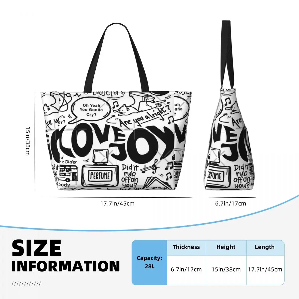 Lovejoy Band Doodle Beach Travel Bag, Tote Bag Retro Shopping borsa a tracolla da viaggio modello Multi-stile