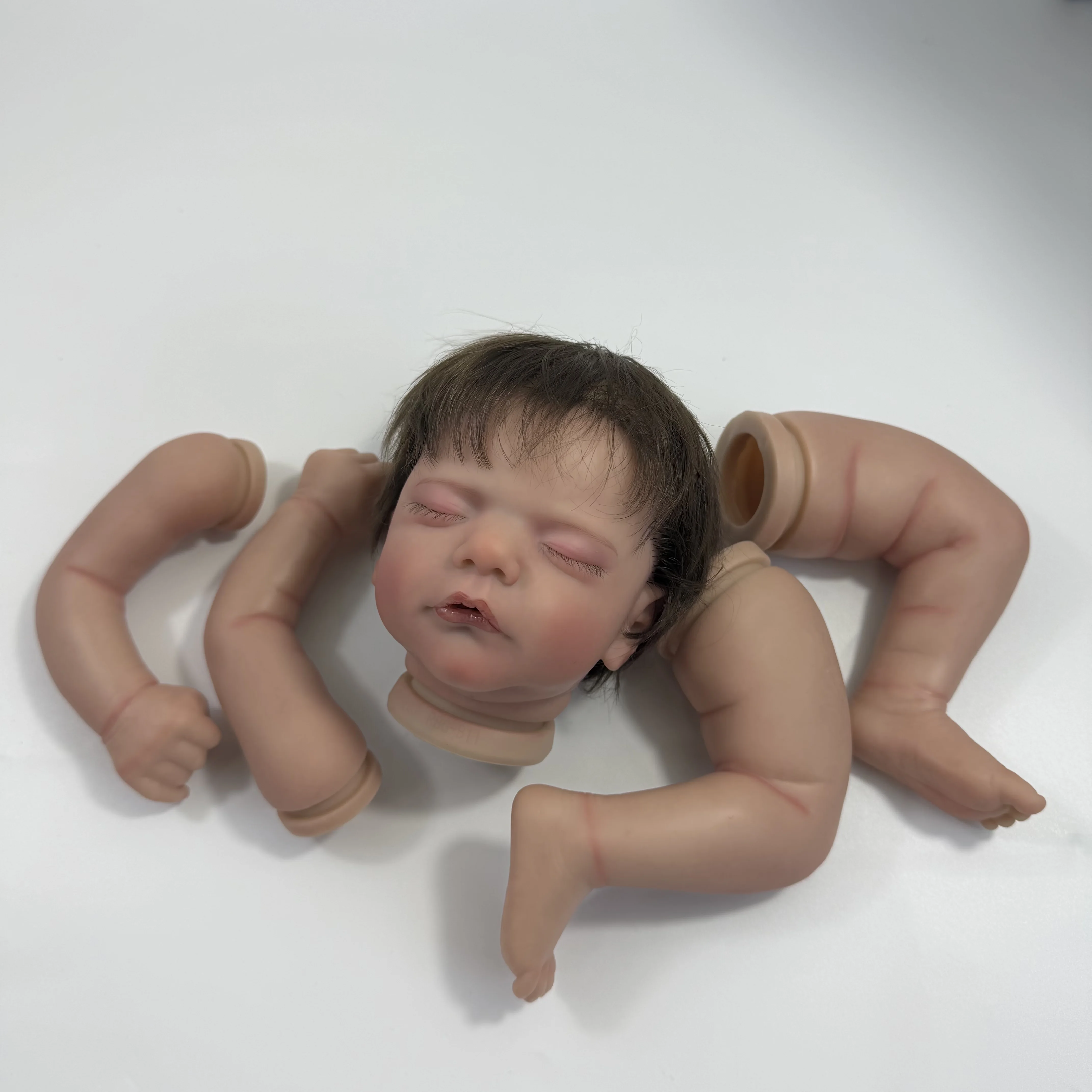 

19-дюймовый уже окрашенный набор для куклы-реборн Сэм с имплантированными волосами и тканевым телом, детали для куклы-реборн из мягкого винила, DIY-форма