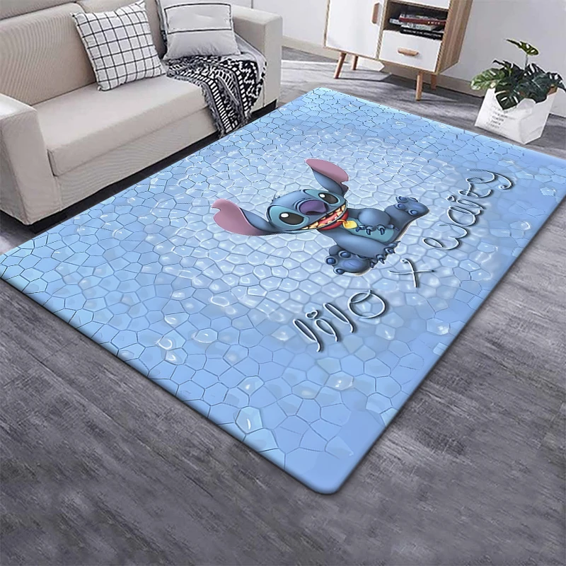 Tapis imprimé antidérapant Stitch HD, décoration d\'intérieur, canapé, table, chaise, coussin, salon, polymères, pique-nique, camping