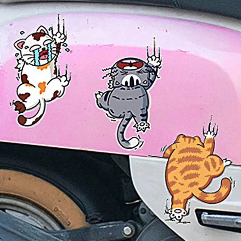 Car Sticker Climbing Cats Animal Styling Stickers Decoration 3pcs Funny Pet Cat Car Body Creative Decals Auto Accessories