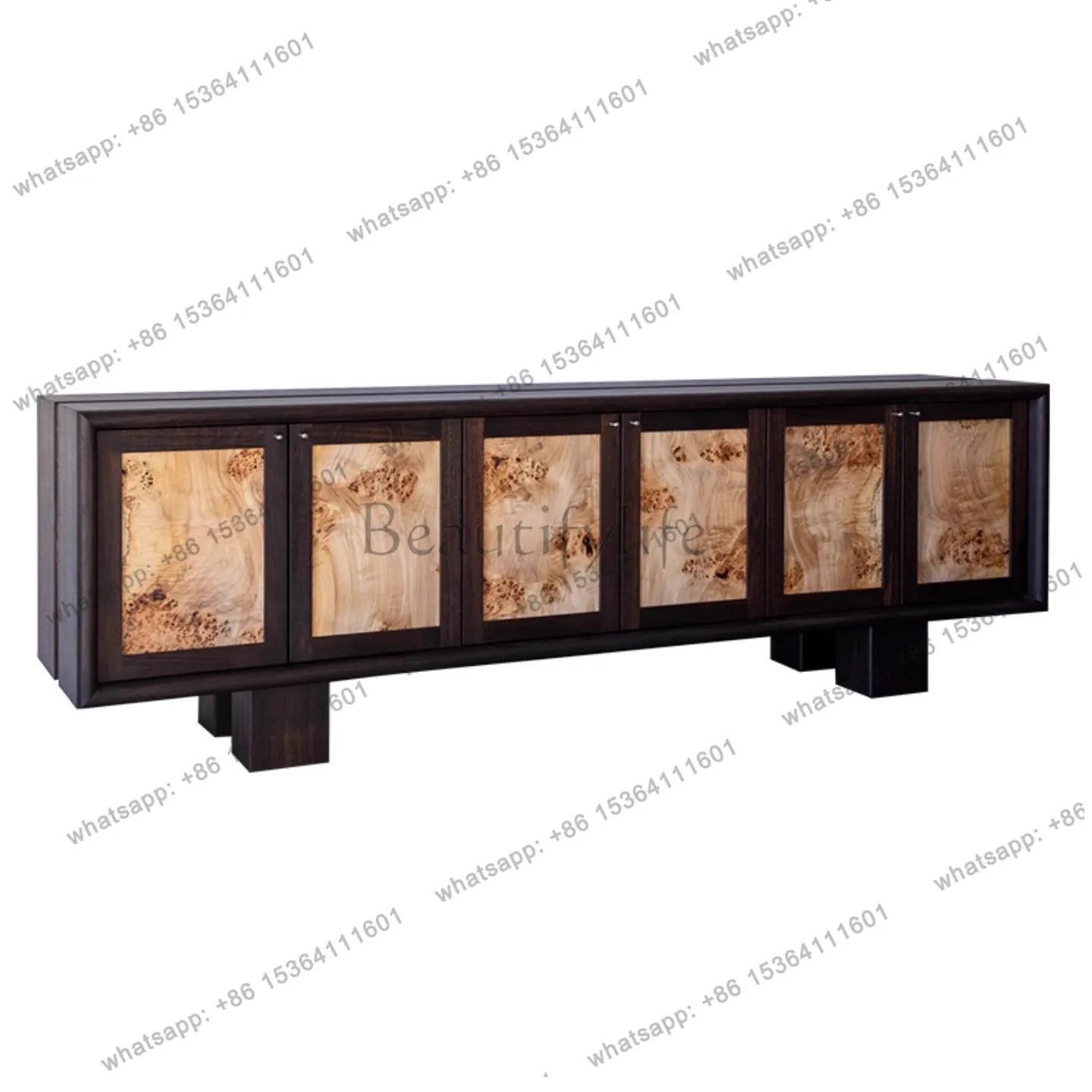 

French medieval tree tumor bark solid wood TV cabinet natural texture living room locker