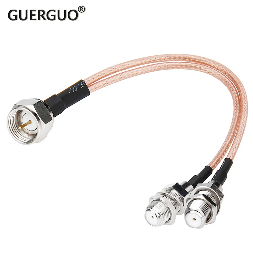1PC F Male to 2x F Female Connector 1to2 Y Type Splitter Combiner RF Coaxial Pigtail RG316 Cable Modem Router Antenna