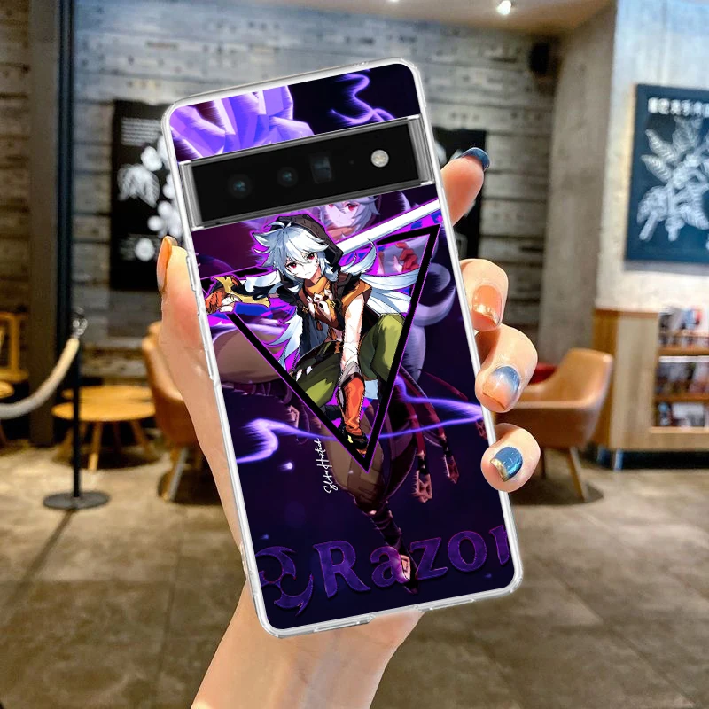Genshin Impact Anime Phone Case Cover for Google Pixel 8 7 6 5 4 4XL Shockproof Soft 7A 6A 5A 4A 3A 3AXLPro 5G Transparent Shell