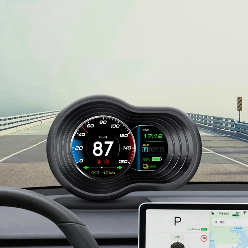 

Heads Up Display HUD Auto Display Speed Indicator Light Prompt Safety Alarm Driving Time For Tesla Model 3 Model Y 2019+