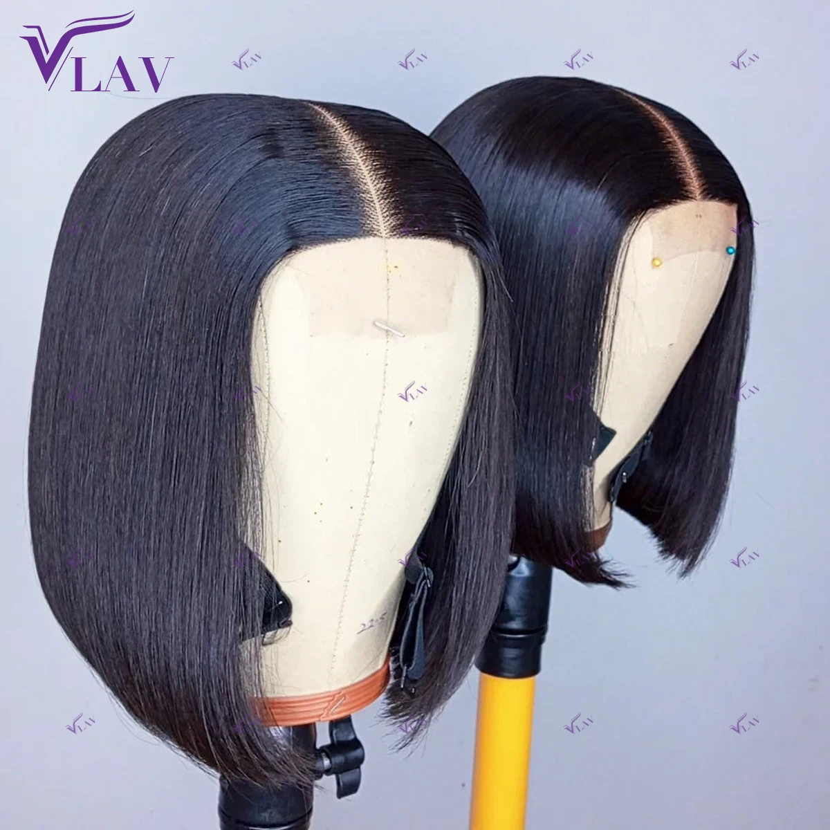 

Super Double Drawn 13×4 HD Transparent Lace Frontal Wig PrePlucked With Baby Hair Short Bob Glueless Wig Human Hair Wear And Go
