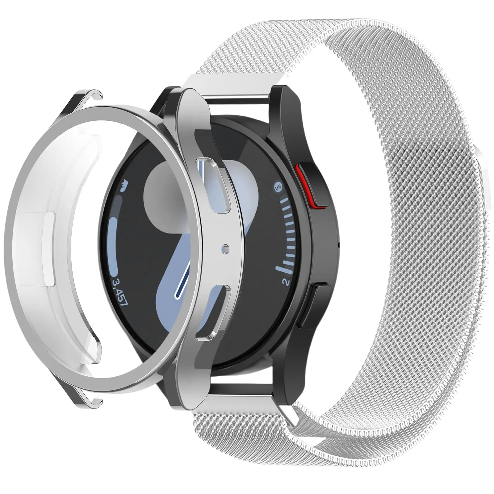 TPU Case+Magnetic Strap for Samsung Galaxy Watch 7654 40mm 44mm Soft Frame Screen Protector for Galaxy Watch 40 44mm Metal Band