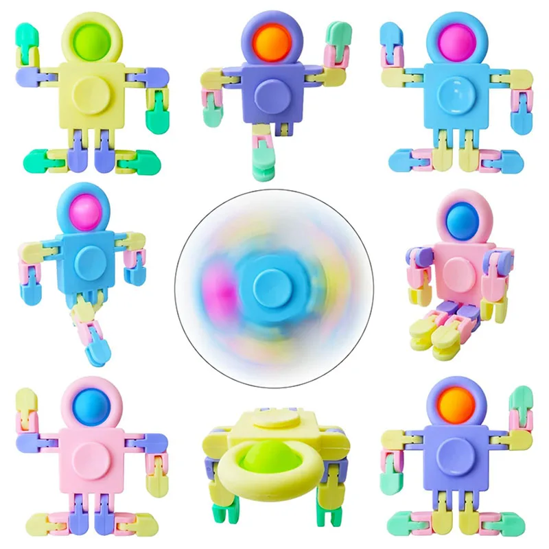 

Transformable Chain Astronaut Robot Finger Gyroscope Fidget Spinner Sensory Fingertip Toy For Kids Adults Stress Relief Autism