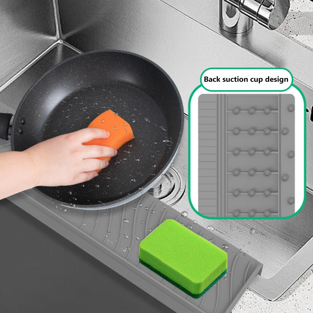 Durable Silicone Sink Splash Guard Sucker Foldable Sink Edge Protector Can Be Cropped Anti-spray Water Retaining Pad Kitchen