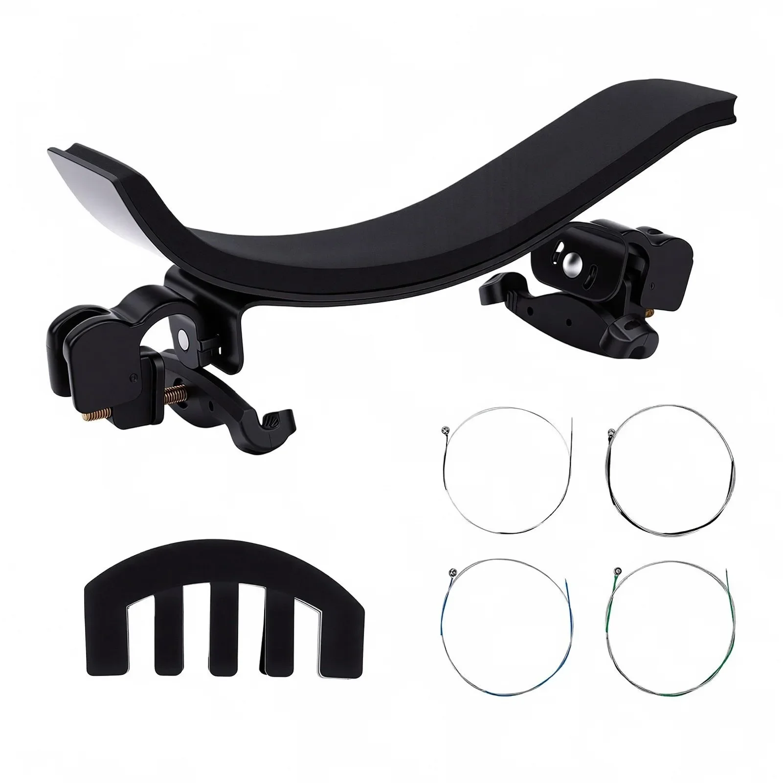 Violin Replacement Accessory Kit 4/4 Violin Shoulder Rest Strings & Mute Set Violin Parts Bundle