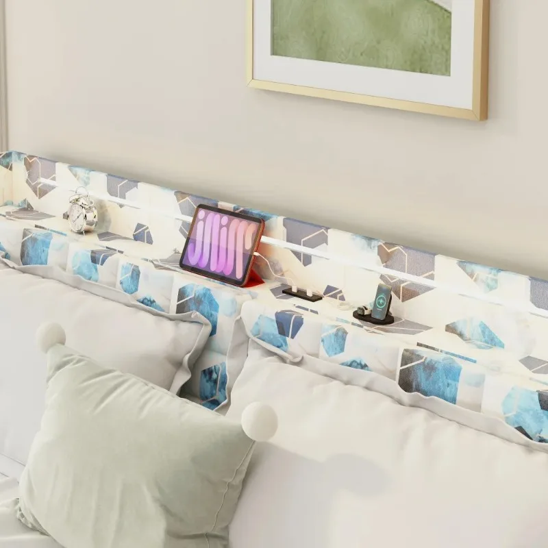 إطار سرير جداري قابل للسحب، سرير كوين جيلي، أثاث غرفة نوم كاملة، قاعدة سرير مزدوجة مضاءة، أريكة قابلة للتحويل، لوح رأسي كاما كينج