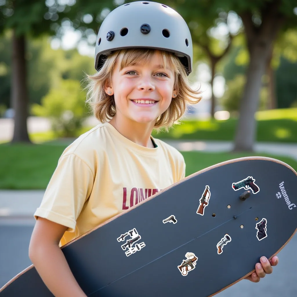 35pcs-100pcs Decals  Self-adhesive Machine-gunstickers Riflestickers Gunstickers for Skateboard Notebook Waterbottle