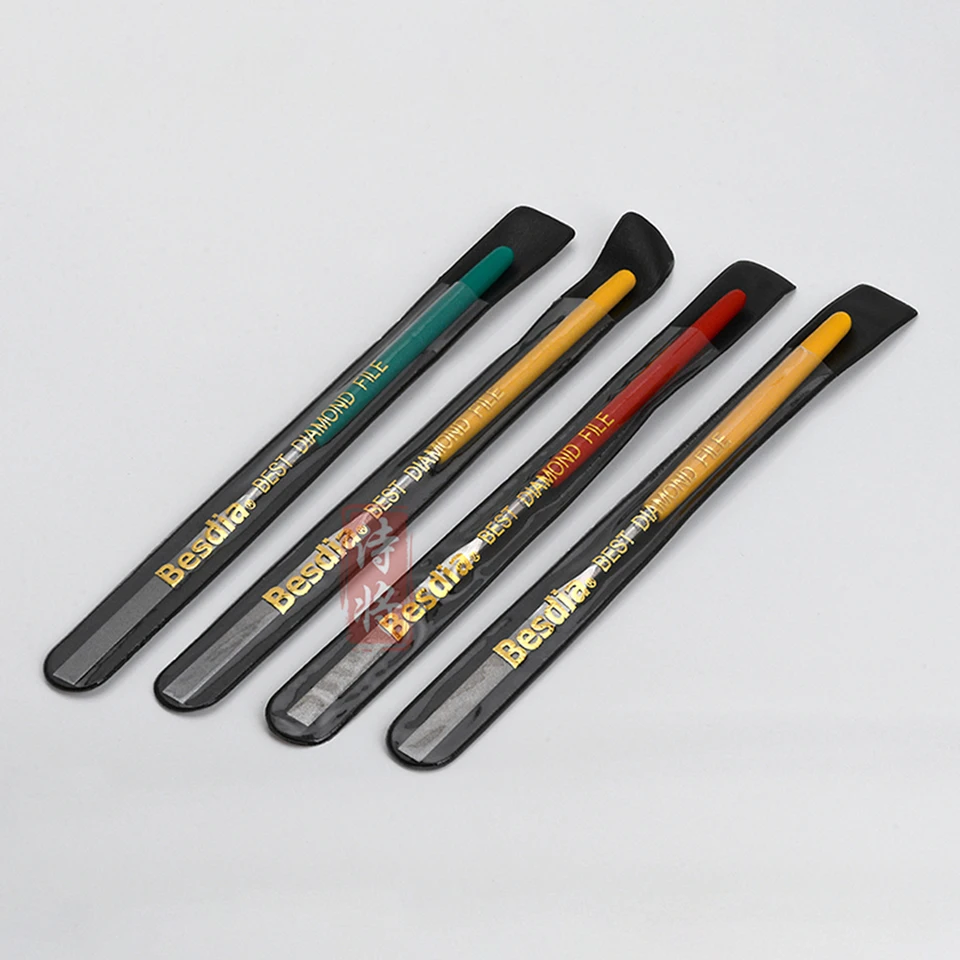 12-Piece Diamond File Set – Flat Oblique Shape, 3mm Shank, 100# To 300# Grit For Grinding & Polishing