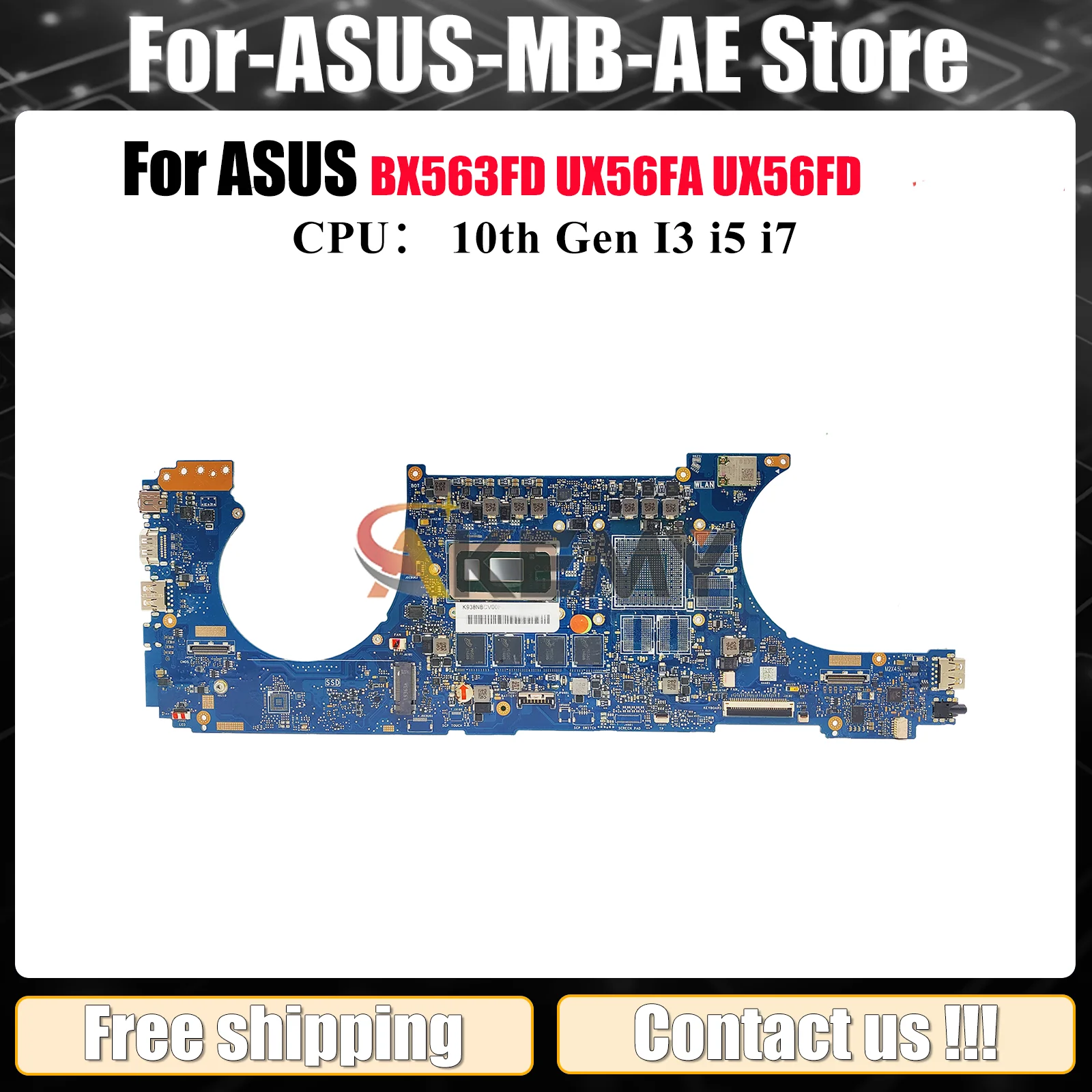 

UX563FA Материнская плата для ноутбука ASUS ZenBook BX563FD RX563FD UX563 UX56FD UX56FA Q536FD Материнская плата для ноутбука 10-го поколения I3 i5 i7