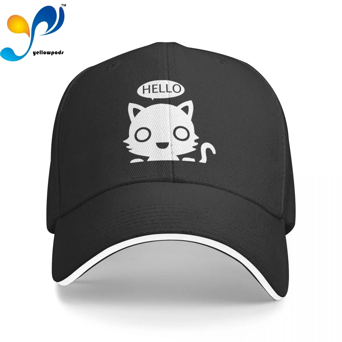

Cute Cat Hello Printed Trucker Cap Snapback Hat for Men Baseball Mens Hats Caps for Logo