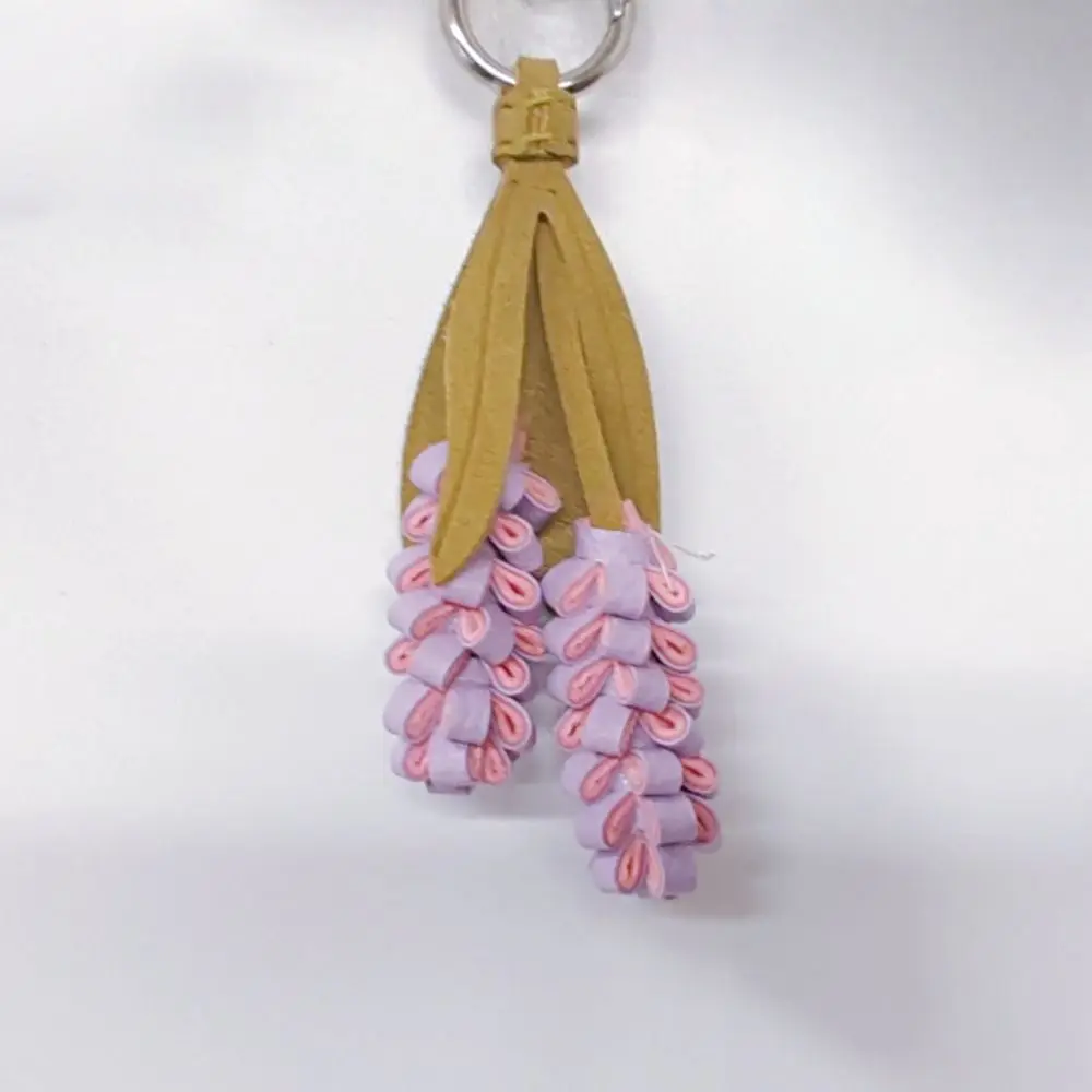 Lovely Purple Pu Leather Flower Pendant Lavender Hanger Pu Flower Keychain Handmade Fashion Bag Charm Women