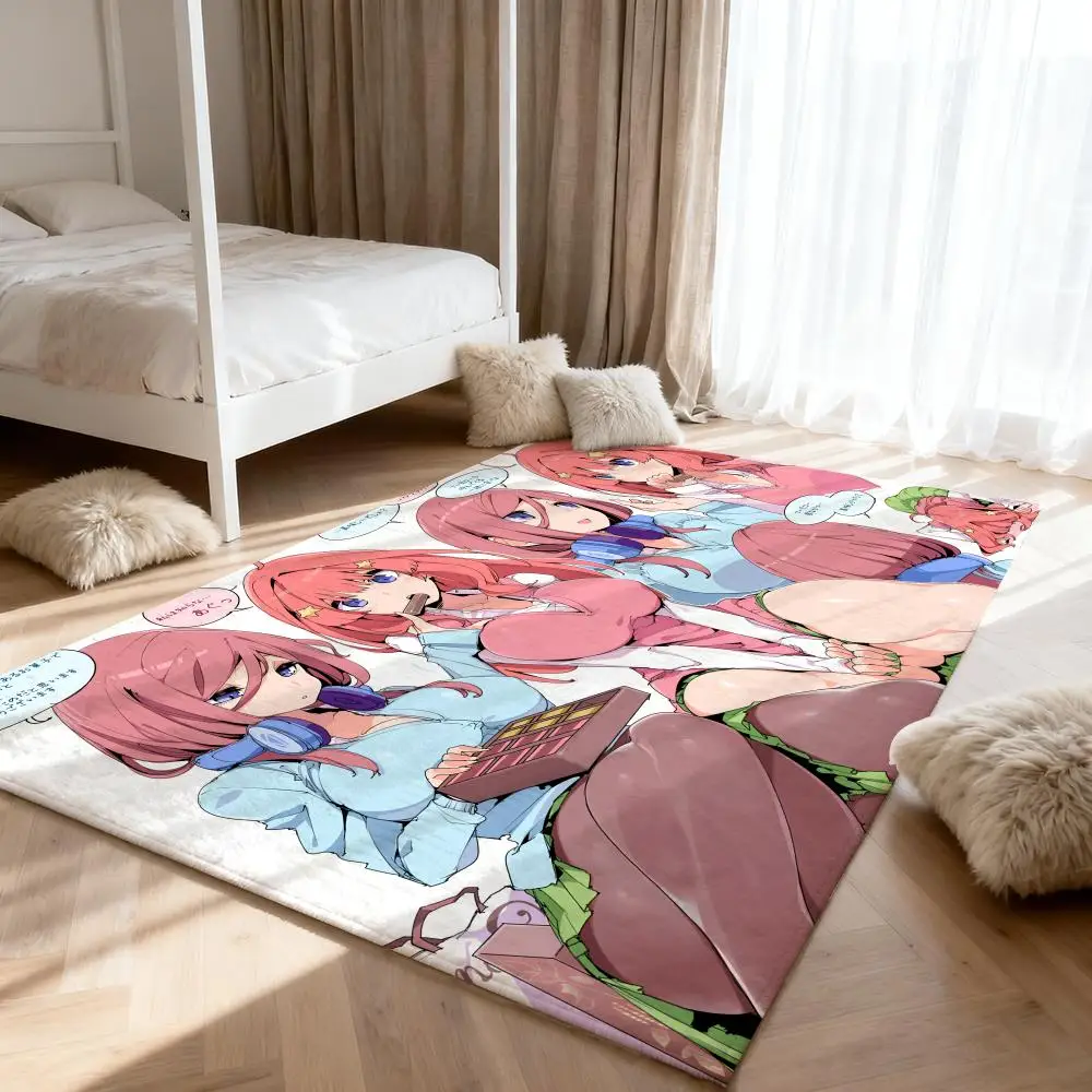 

q-Quintessential Quintuplets Floor Mat Soft Thickened Absorbent Non-Slip Bedroom Living Room Door Mat Home Decor Flannel Rugs