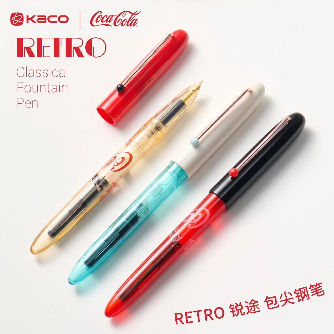 قلم حبر ريترو محدود من KACO "Coca-Cola"، طرف متخصص من EF Nib، قلم ملون للكتابة والخط والقرطاسية عالية الجودة #1