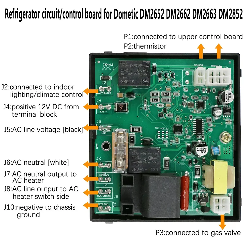 

3316348.900 RV Refrigerator Power Module Board, Fridge Circuit/Control Board for DM2652 DM2662 DM2663 DM2852