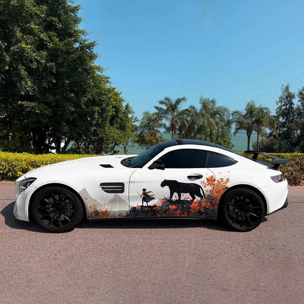 

Swordsman Cheetah Maple Leaf Car Vinyl Wraps Decal Self-adhesive PVC Sticker Suitable for Trucks SUV Decor Auto Accessories Gift