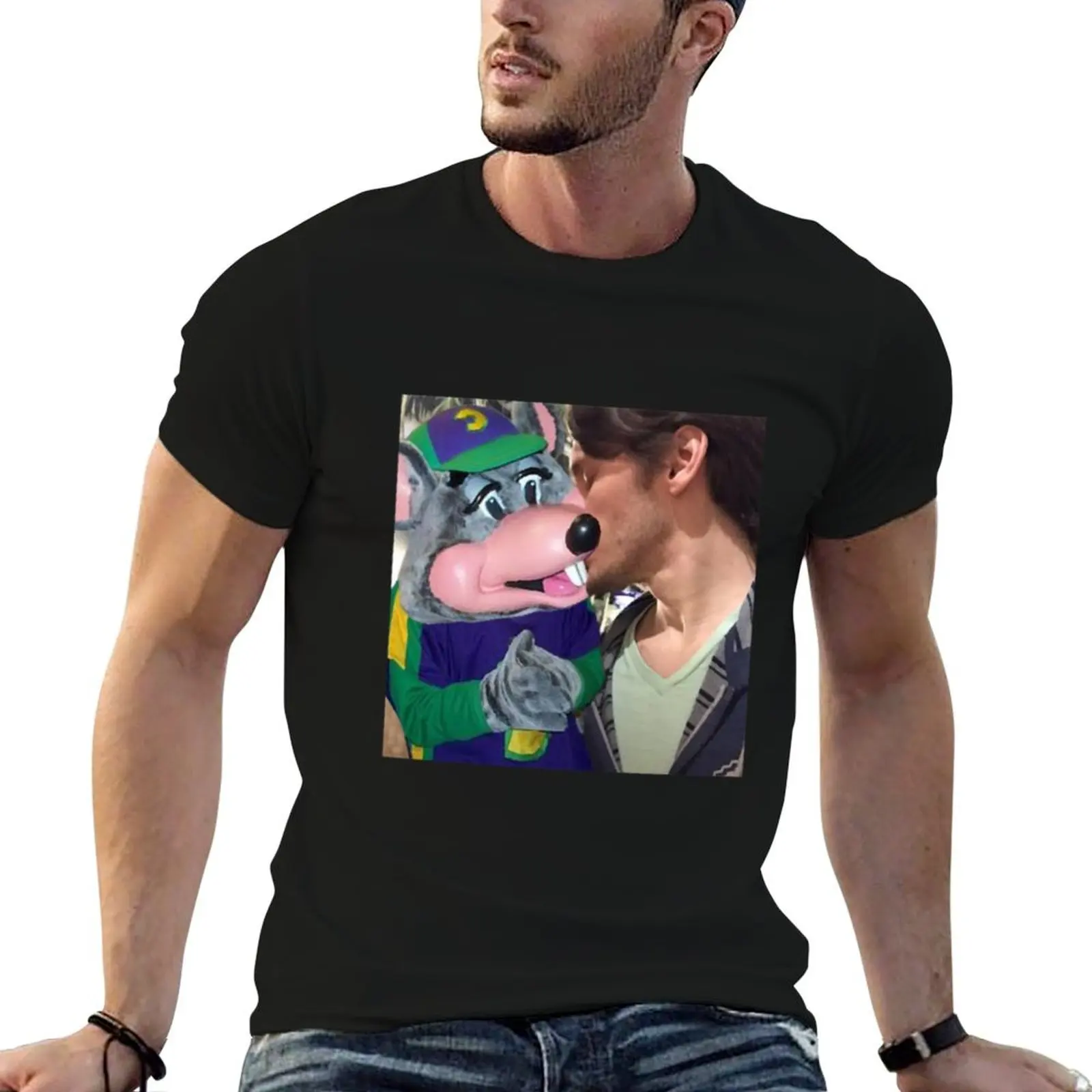 Jerma Chuck E. Cheese T-Shirt Daily Wear Plain Short Sleeve Shirt