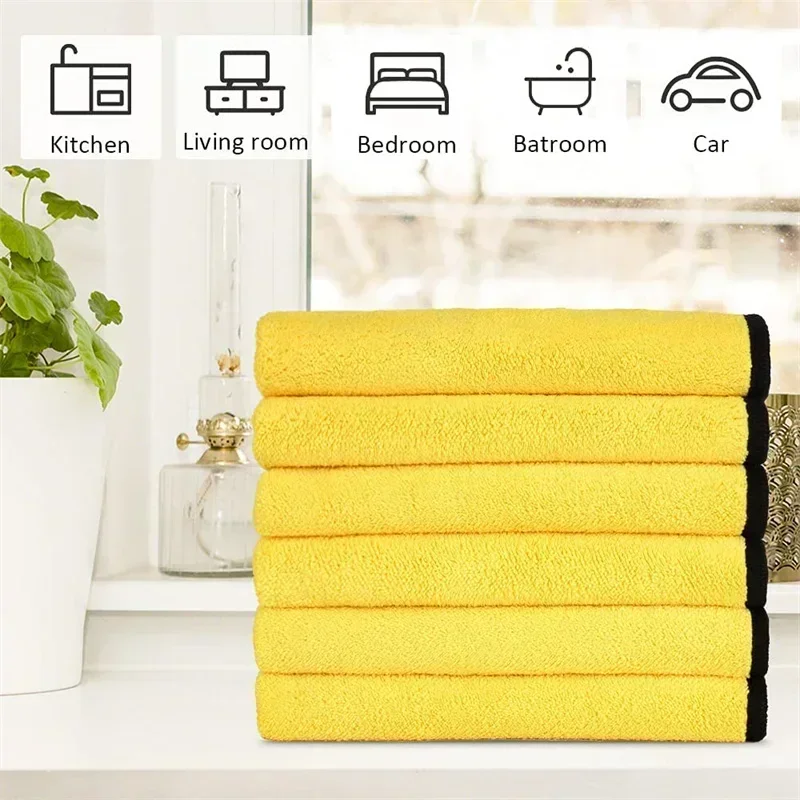 Microfiber Car Wash Towels Double Side Thickened Car Cleaning Cloths Household Kitchen Windows Wiping Rags Detailing Products