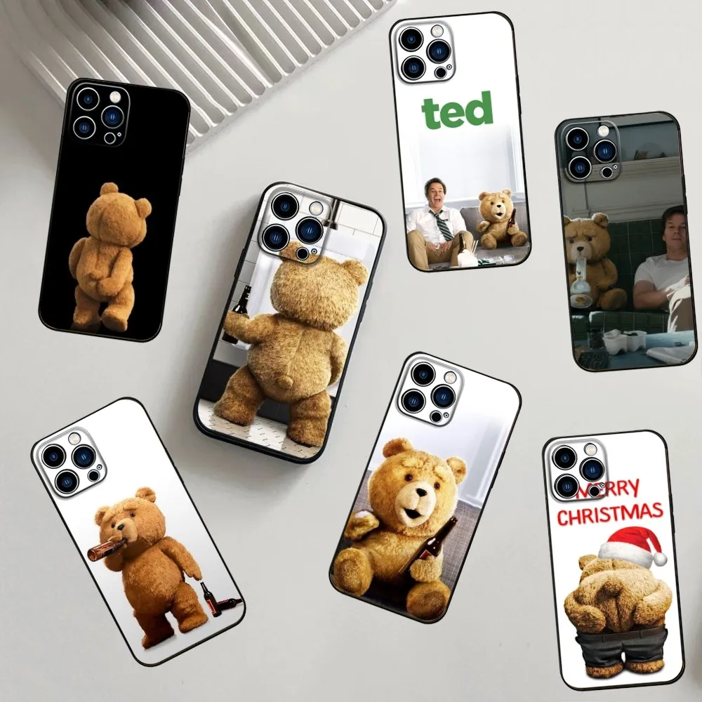 Film T-Ted Bear Phone Case For iPhone 16,15,14,13,12,11,Pro,X,XS,Max,XR,Plus,Mini Soft Silicone Black Shockproof TPU