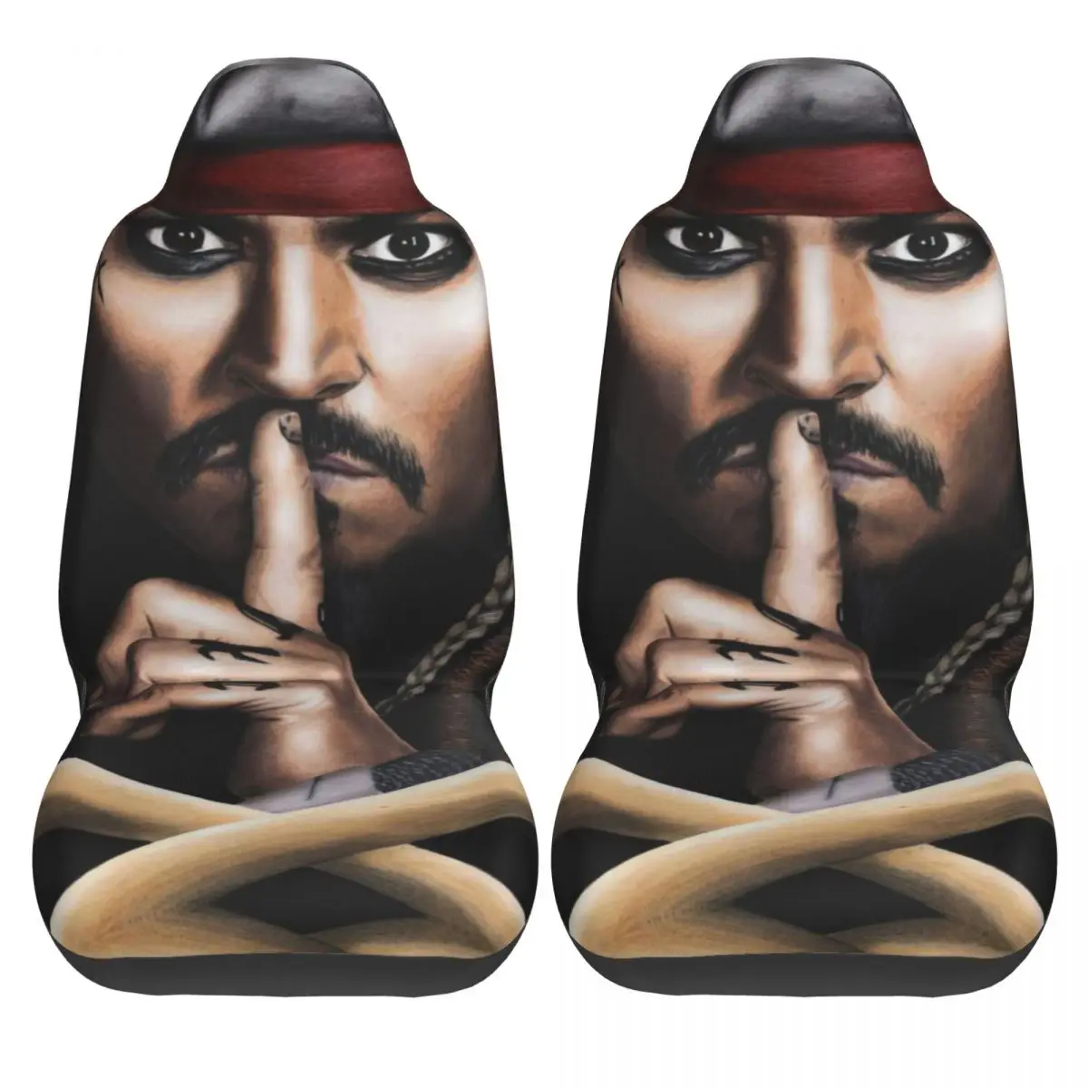 Captain Jack Sparrow Car Seat Cover Custom Printing Universal Front Protector Accessories Cushion Set